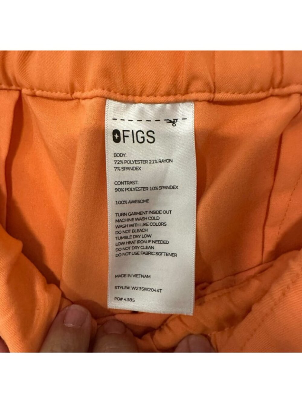 Figs Yola High Rise Slim Scrub Pant Orange Creamsicle W23SW2044T Small Tall ST - Picture 3 of 12